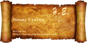 Havay Etelka névjegykártya